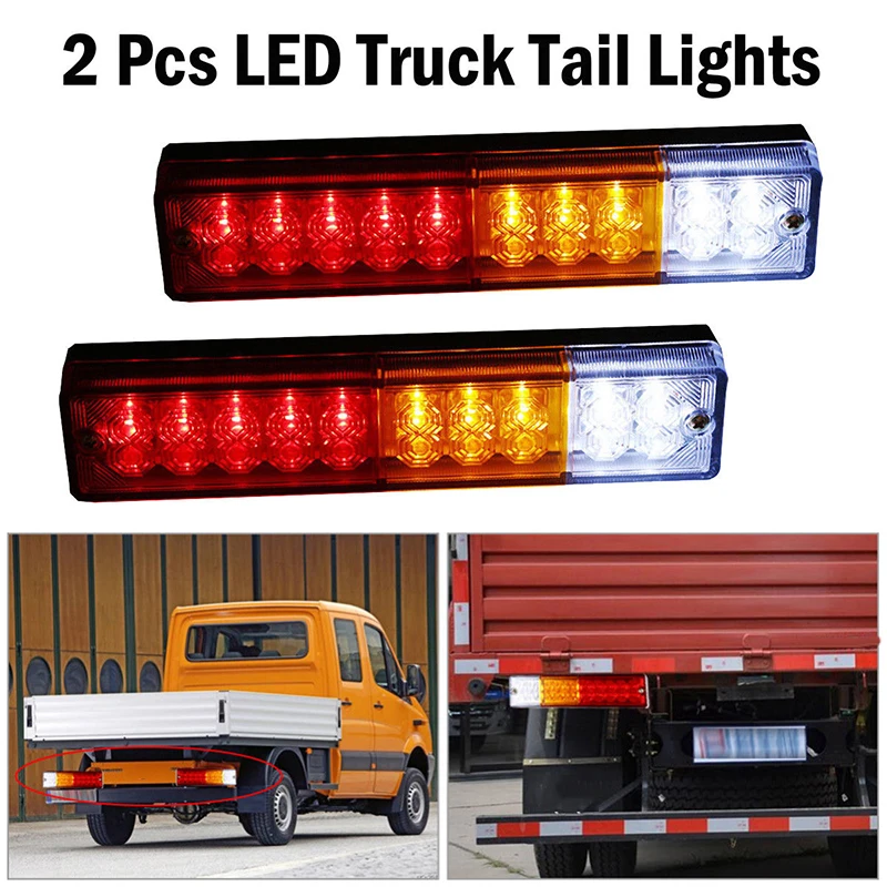 

2pcs LED Tail Lights Car Truck Trailer Stop Rear Reverse Turn Indicator Lamp Light Trailer Truck Tail Lights