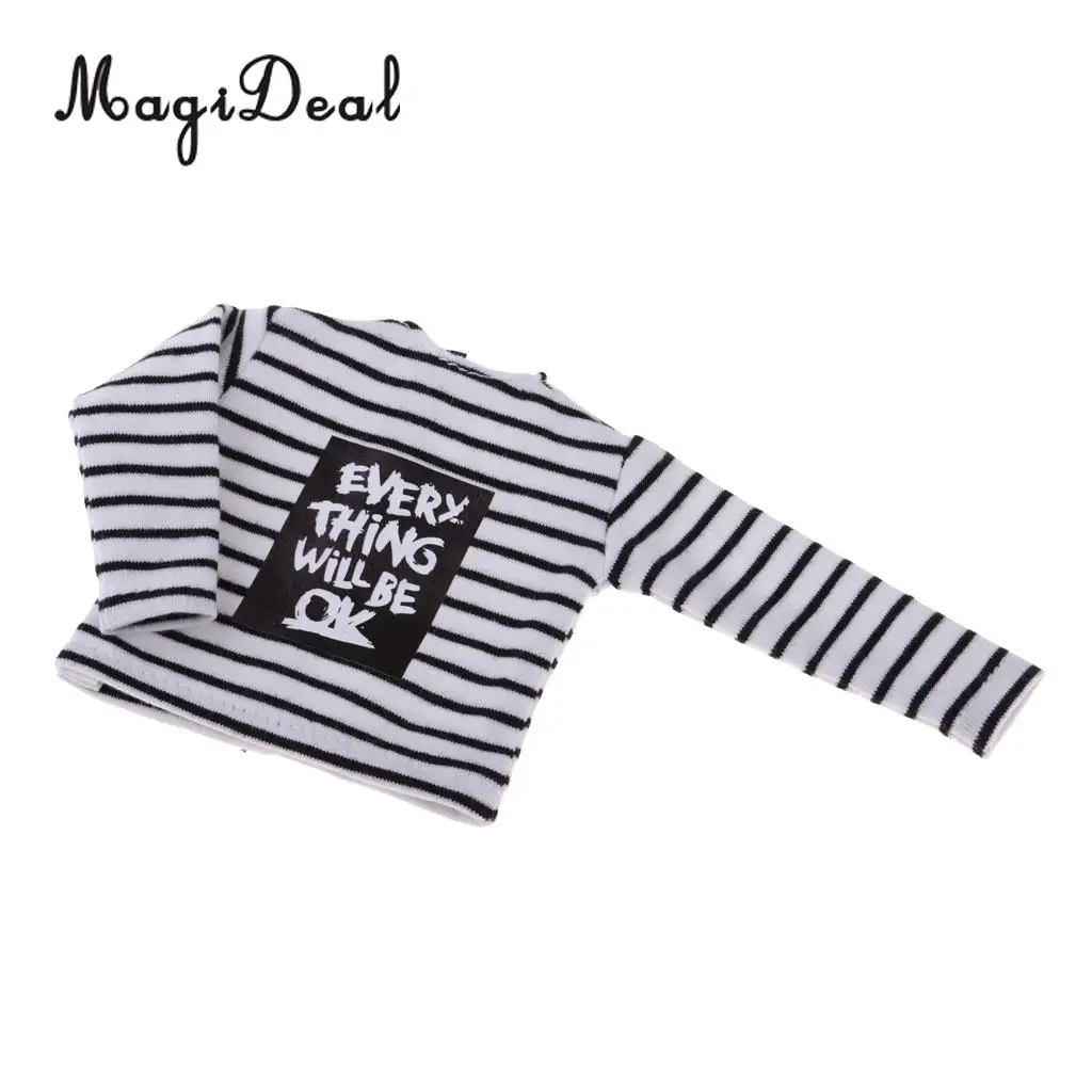 1/6 Doll Long Sleeved T-shirt Striped Tops for Blythe Costume Garment Accessory Girls Pretend Play Toy Gift