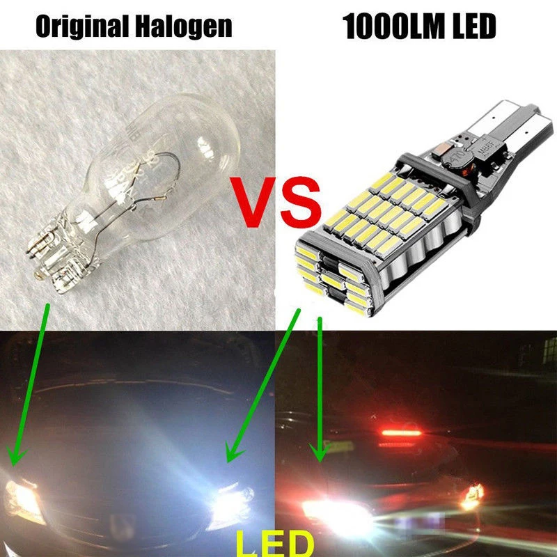 45*4014SMD LED Backup LED Light Bulbs Reverse Lamp DC 12-24V 6000K 10pcs T15 W 1200LM CANBUS Durable Practical