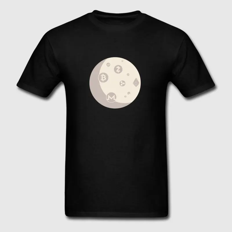 Забавная футболка для Для мужчин буквы Moon из Crypto цифровой валюты Монета 2018 хип
