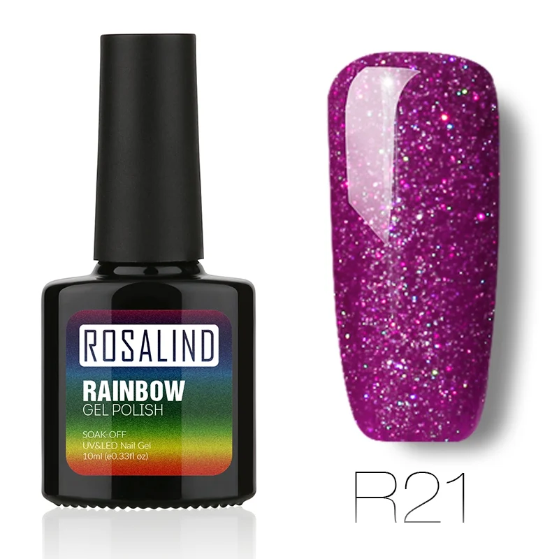 ROSALIND Гель-лак для ногтей 10 мл Радужный Неон RBR01-29 Гель-лак Soak Off UV Nail Art долговечный Гель-лак для ногтей - Цвет: R21