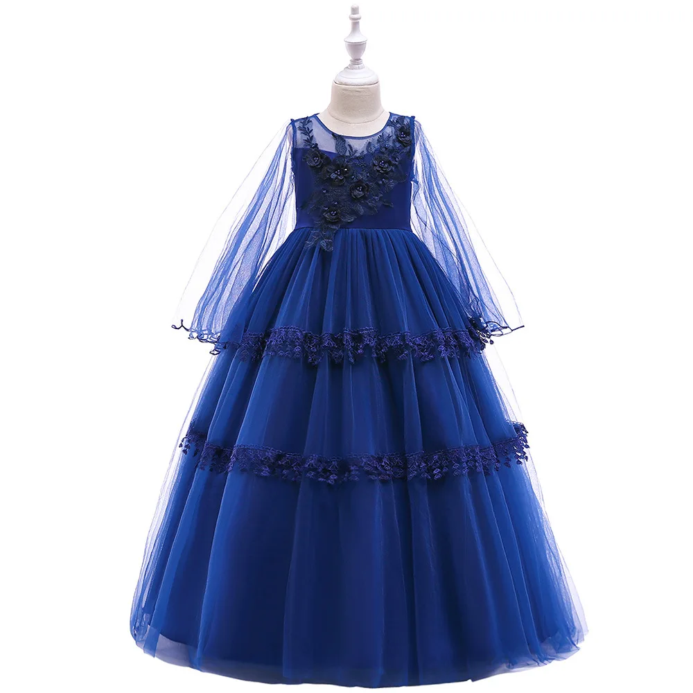 Вечерние платья принцессы для девочек, коллекция 2019 года, Летнее Длинное платье из тюля для девочек, Элегантное свадебное платье для