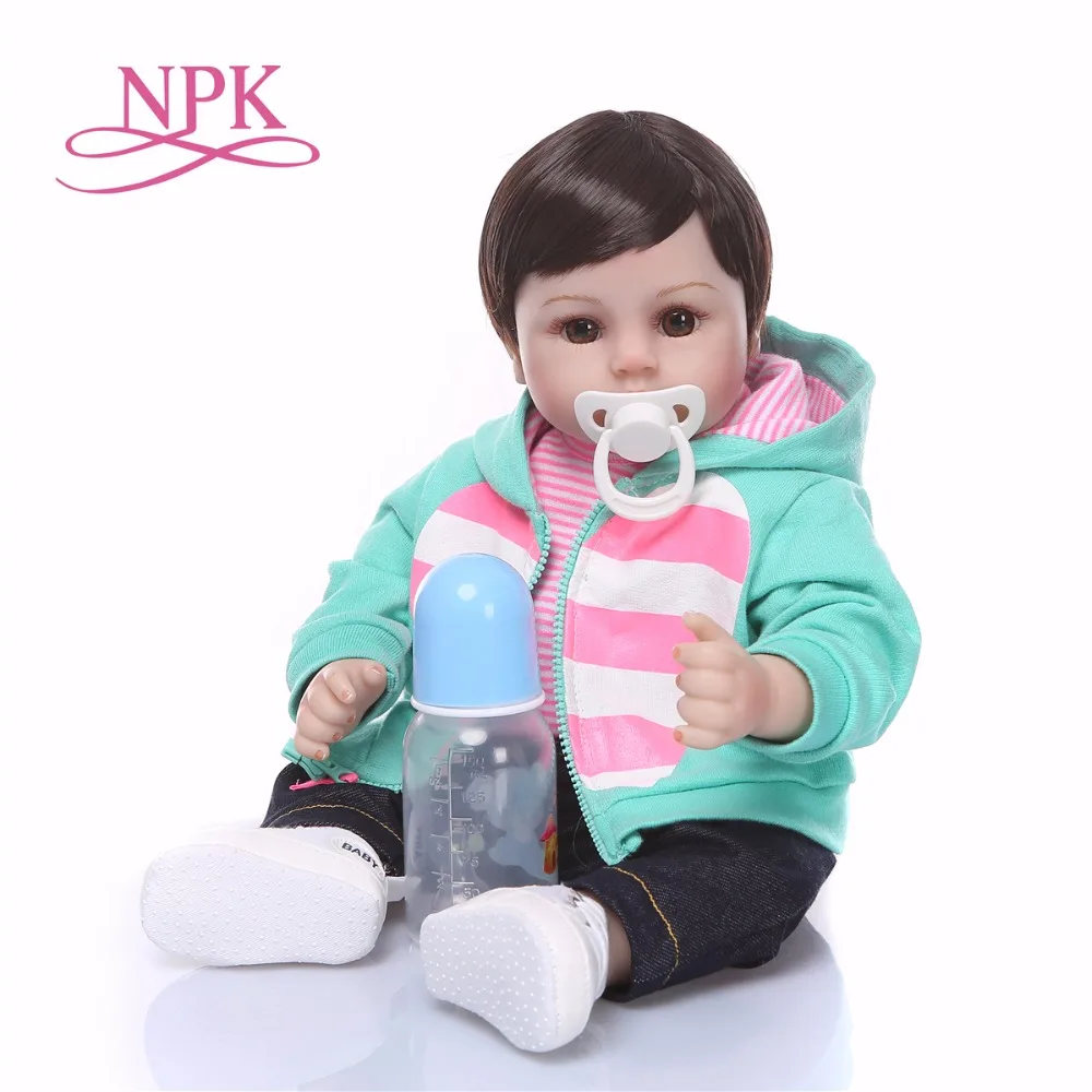 NPK 48 см Силиконовые Reborn bebe Детские куклы brinquedo menina живой реалистичный Boneca реалистичные настоящие куклы для девочек Подарки на день рождения