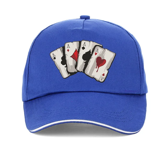 New design cartoon playing cards100%Cotton Dad cap Old Playing Card Baseball caps fashion Unisex adjustable snapback hat gorras Blue