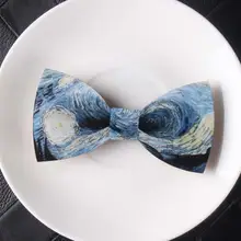 Дизайнер Господа мужской деревянная бабочка знаменитая картина Звездная ночь деревянный бабочки галстуки-бабочки для вечерние