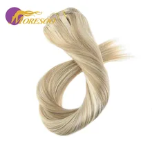 Moresoo прямые волосы для наращивания на заколках, человеческие волосы Remy на заколках, двойной уток, 16-24 дюйма, 7 шт., 100 г, бразильские волосы