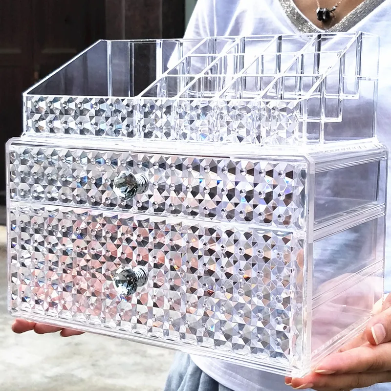 

Enlargement Acrylic Transparent Cosmetic Storage Box Desktop Finishing Dresser Lipstick Makeup Box