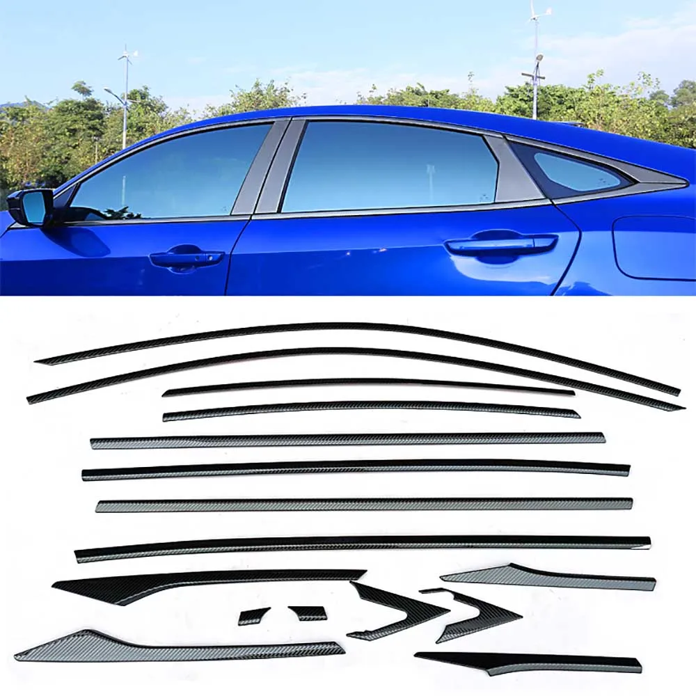 1 Set Full Carbon Fiber Design Windows Stainless Steel Molding Trim Decoration Strips Exactly