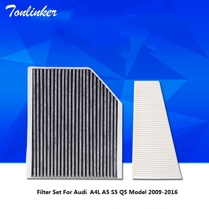 Tonlinker бренд 2 шт. воздушный фильтр для салона встроенный+ внешний для Audi A4L A5 S5 Q5 2009- 1.8TSi 2.0TSi 3.0TSi+ коробка высокого качества - Цвет: 2 Pcs Filter Set