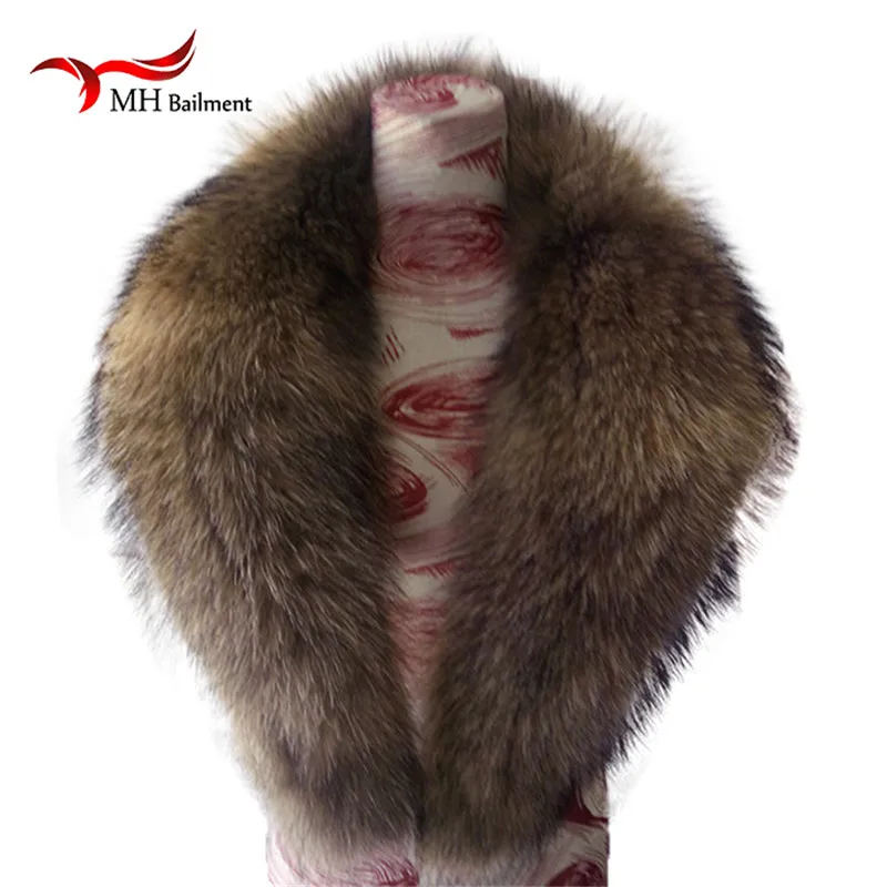 

Natural Color Raccoon Real Fur Collar Scarf Warp Shawl Neck Warmer Stole Muffler with Clip Loops Scarf, Hat Glove Sets