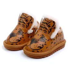 

Toddler Boots Winter Snow Boots Thick Fur Warm Infant Shoes Cute Cartoon Tiger Pattern Newborn Shoes PU Leather Baby Footwear