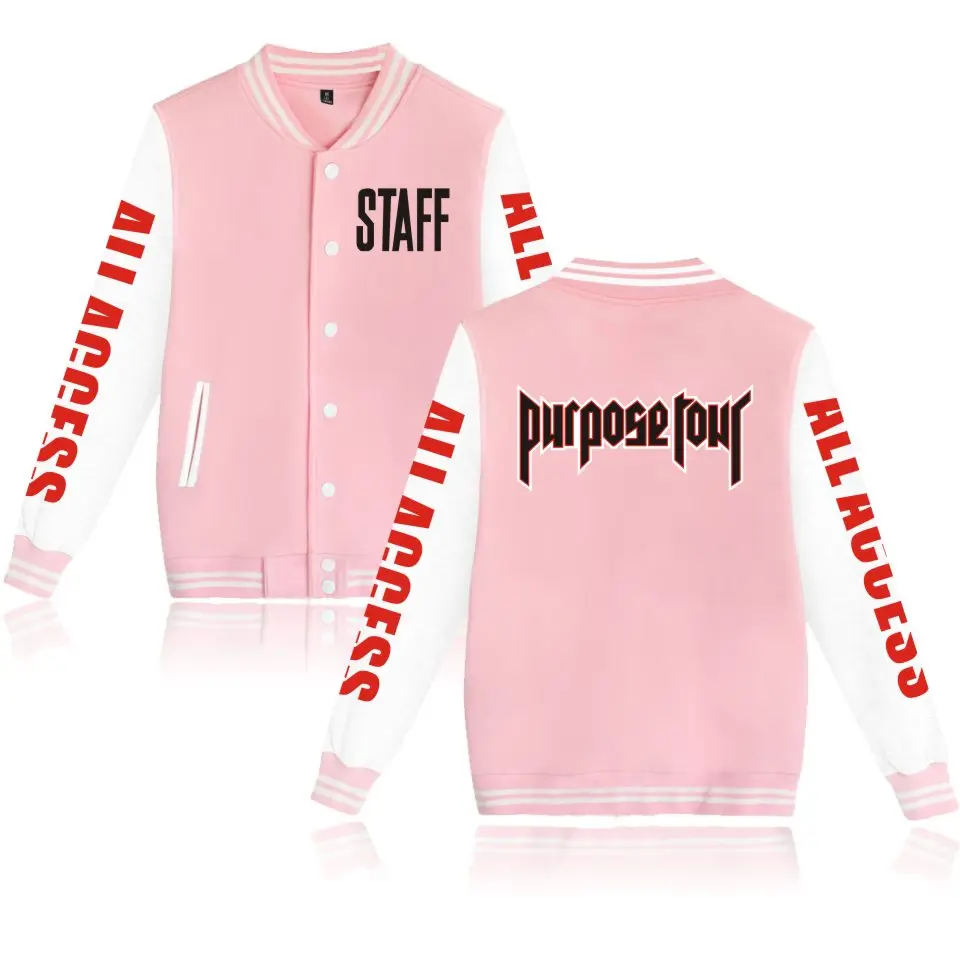 Hip Hop Baseball Uniform Justin Bieber Purpose Tour Fashion Jacket Men/Women Plus Size Jackets Hoodies Harajuku Sweatshirt