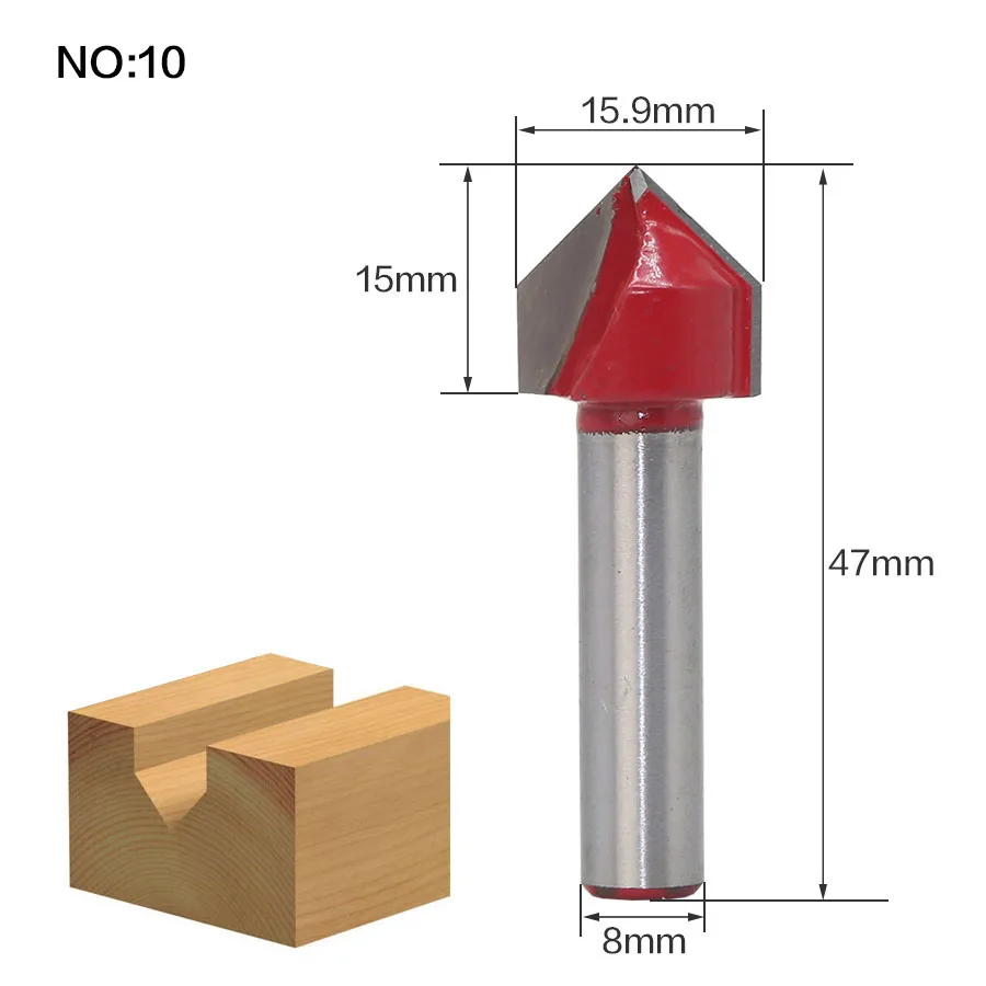 1 шт. 8 мм хвостовик угол округления бокс фреза для дерева прямой конец мельница вольфрамовый маршрутизатор гравировальные инструменты для работы с деревом - Длина режущей кромки: NO 10