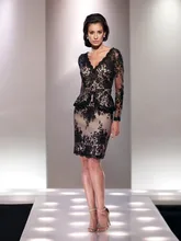 Schwarz Langarm Mutter Off Braut Kleider Hochzeit Kleider mutter der Braut Lace Kleider vestidos de festa prom kleider