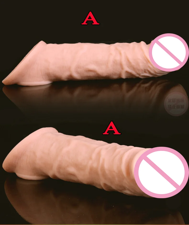 JIUAI Penis Extender Super Soft Silicone Realistic Cock sleeve Reusable Condoms Sex Toys For Men On The Dick Scrotum Bondage  (14)