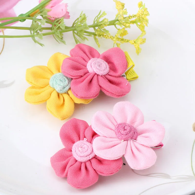 

Q New Arrival 1piece Baby Headwear Children Hair Decoration 2 Flowers Hair Clips Lovely Kids Fashion Hair Pin Girls Hairpins