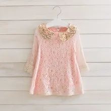 Spring Lace Long Sleeve Princess Dress Deguisement Enfant Pink Sequins Baby Girl Clothes Roupas Infantis Menina Vetement Fille