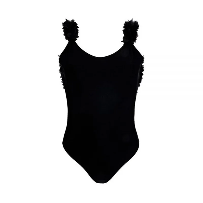 NASHAKAITE/купальник для мамы и дочки; пикантный слитный купальник с цветами на плечах; женский купальный костюм; семейный купальник - Цвет: Black