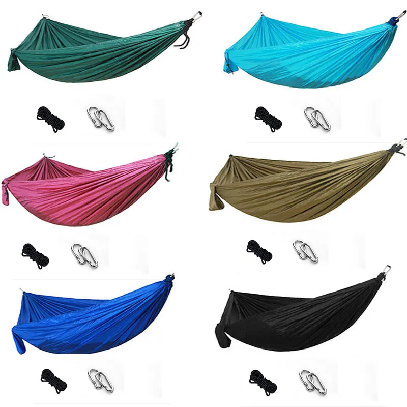

High Quality Parachute Nylon Double Hammock With Mosquito Net Portable Hammock For Camping ,275*140cm