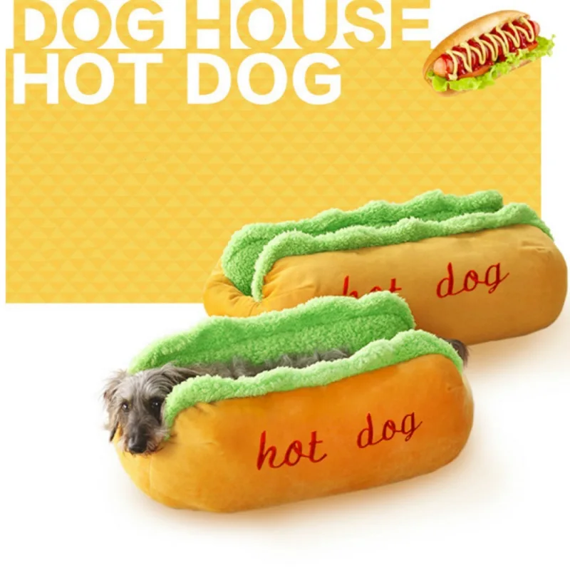 Best Cute Hot Dog Nest Kennel Removable Soft Mat Beds Pet Sofa For Cozy Puppy Litter Cat Sleeping Cushion Chihuahua Pet Product