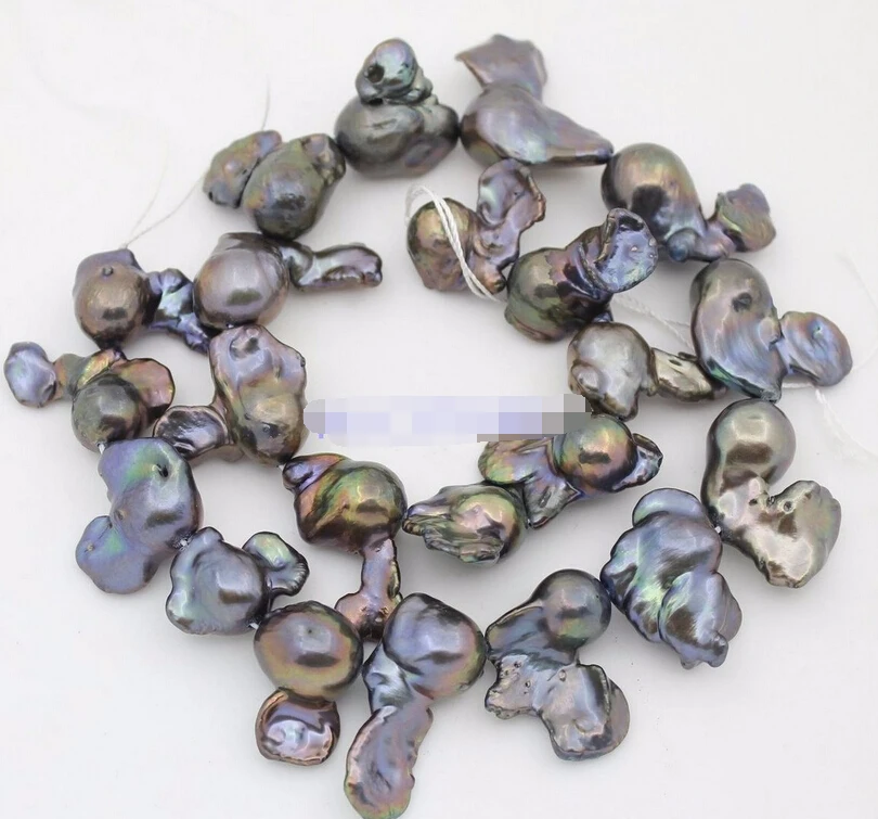 

xiuli 000812 real black baroque keshi pearl stone loose beads