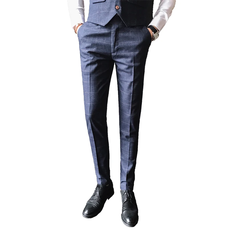 Men's Slim Sports Suit Pants / Men's High end Casual Plaid Thin Pants