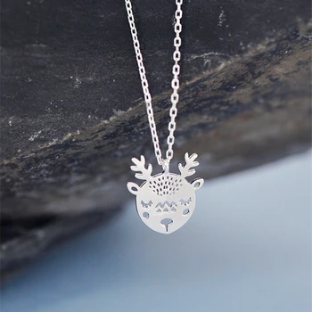 

Original Creative Handmade Elk Pendant New Year 925 Sterling Silver Clavicle Chain Temperament Trendy Female Necklace SNE183