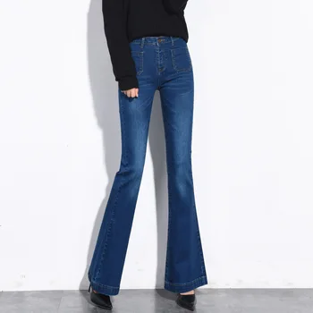 

#3037 2019 Autumn Slim Fit Bell-bottoms Jeans Women Korean Fashion Stretch Denim Formal Flare Jeans Elegant OL Bell Bottom Jeans