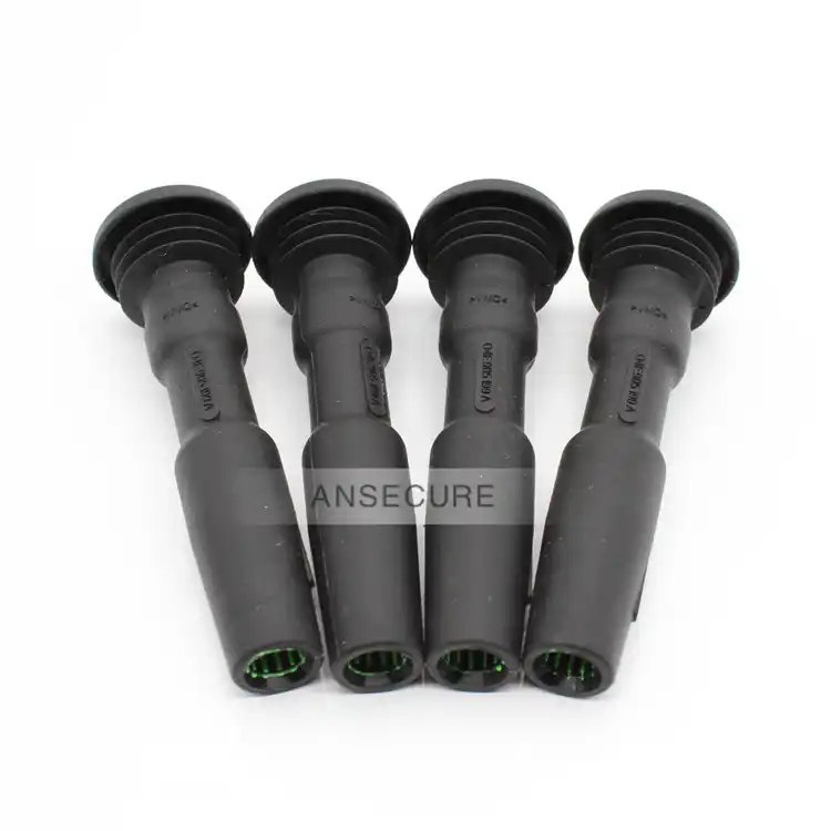 4 PCS IGNITION COIL RUBBER BOOTS WITH SPRING CONNECT SPARK PLUG FOR
