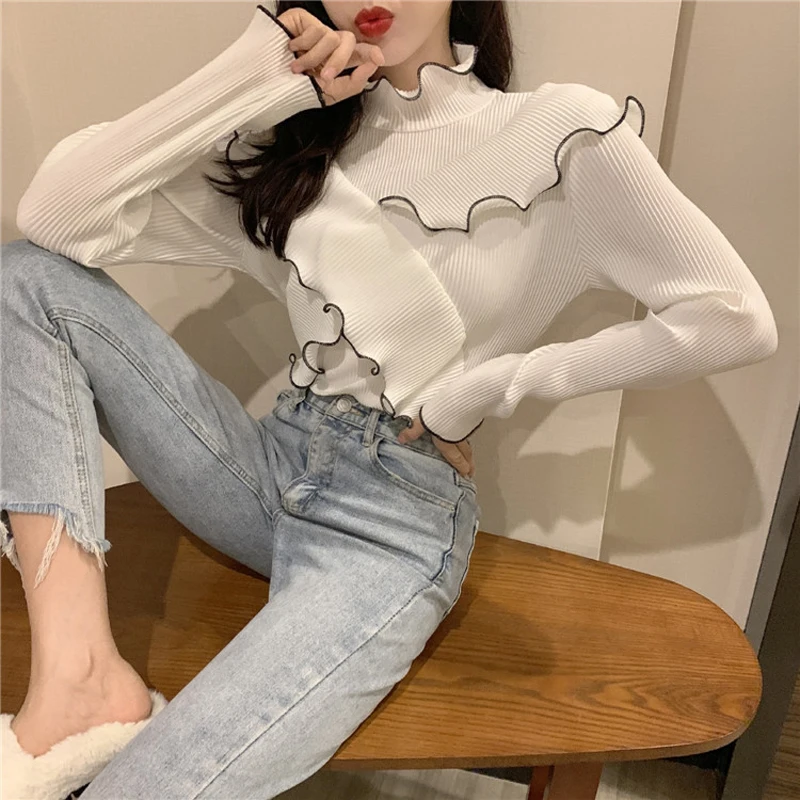 

BGTEEVER Vintage Ruffled Collar Women Blouse Shirt 2019 Solid Ruffles Full Sleeve Female Blouses Tops femme High Quality