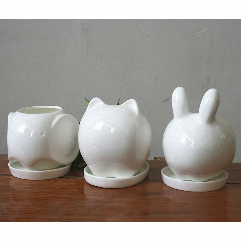 1 шт. керамический мини плантатор в виде кролика тигра|ceramic planter|white ceramic plantersplanters for