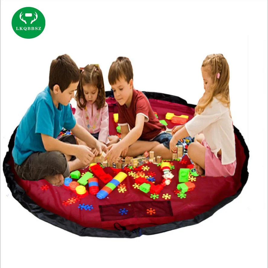 LKQBBSZ المحمولة الاطفال الأطفال الرضع طفل اللعب حصيرة كبيرة تخزين أكياس اللعب المنظم بطانية البساط صناديق ل ليغو اللعب