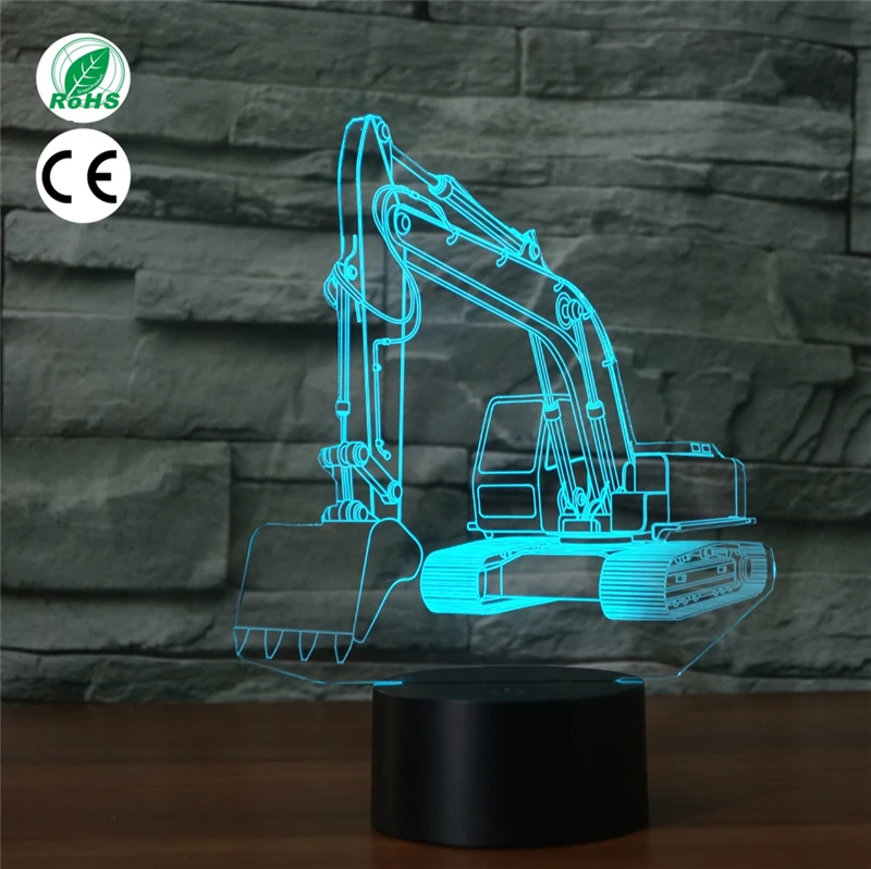 Excavator 3d Visual Led Night Lights Engineering Truck