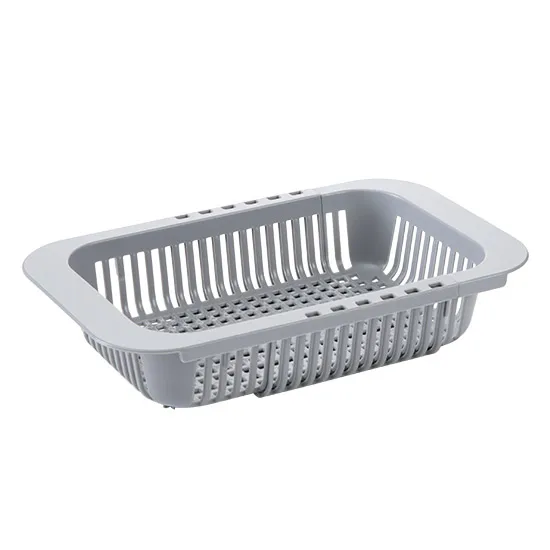 MeyJig Adjustable Sink Dish Drying Rack Kitchen Organizer Plastic Vegetable Fruit Holder Storage Rack Sink Drain Basket - Цвет: Серый