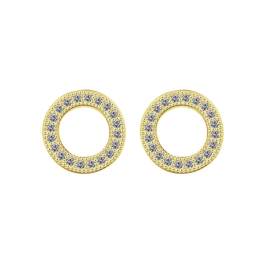 

GORGEOUS TALE High Quality Fashion Sparkling Cubic Zirconia Inlaid Simple Design Minimalist Dainty Round Stud Earrings for Women