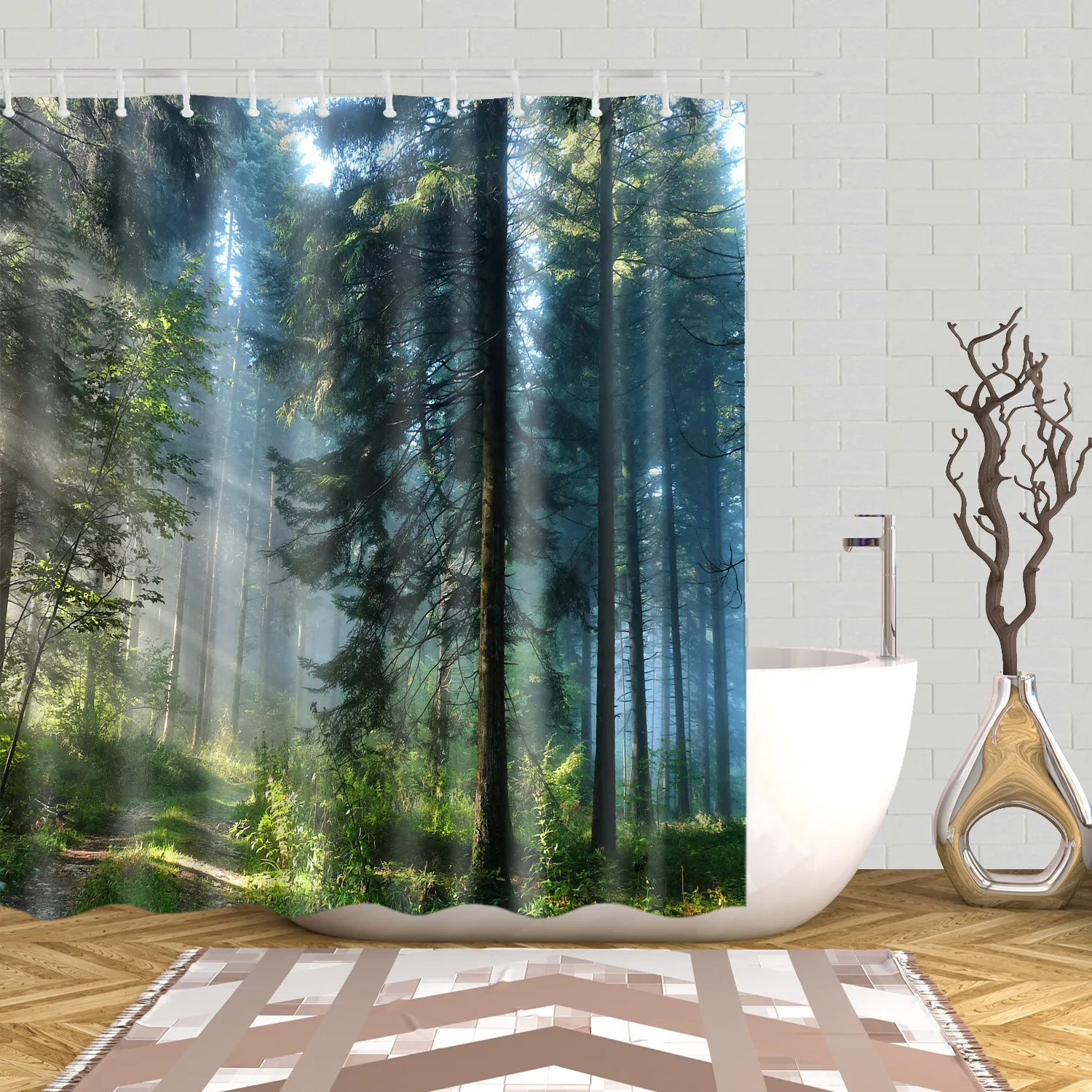 Mountain 3D Green bath curtain long 180x200cm Waterproof polyester Blackout Shower curtain For bathroom curtain