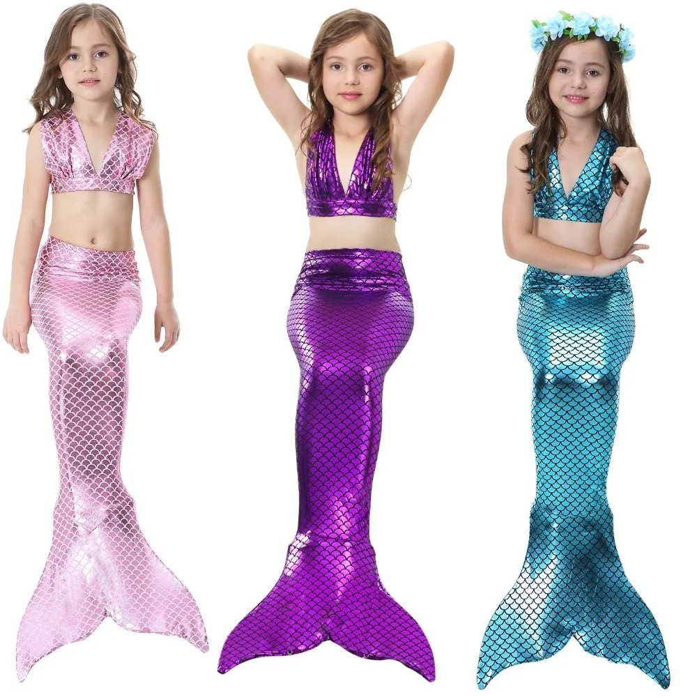 

HOT Kids Girls Mermaid Tails with Fin Swimsuit Bikini Bathing Suit Dress for Girls With Flipper Monofin For Swim