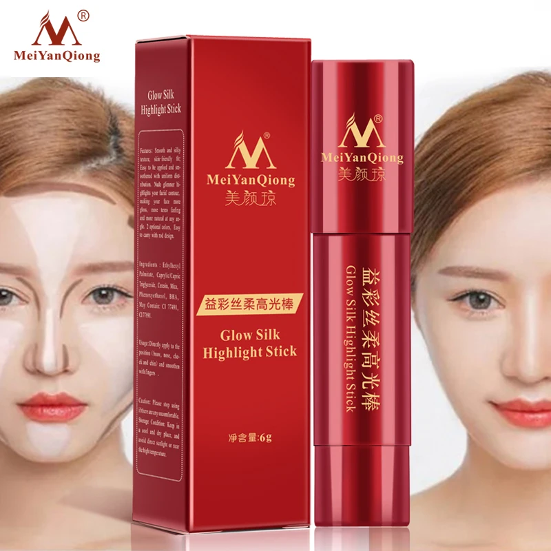 

Shimmer Shine Highlighter Foundation Stick Bronzer Contour Makeup 3D Water-proof Face Cream Rainbow Highlight Make Up