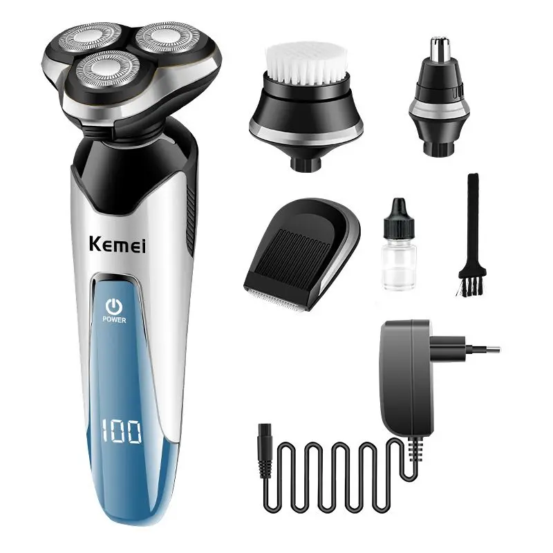 Kemei KM-5390 4 в 1 электробритва моющийся триммер для волос носу электрическая бритва