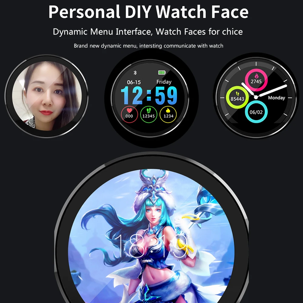 Makibes L6 Smart Watch DIY Watch Screen Call/Message Reminder IP68 Waterproof 1.22\