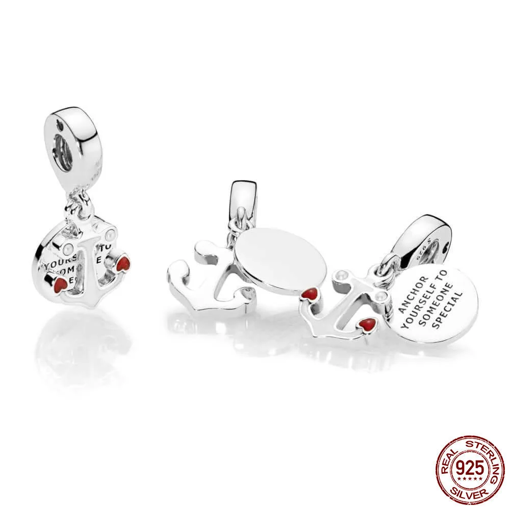 

925 Sterling Silver Beads Anchor of Love Dangle Charm Beads for Jewelry Making fit Original Pandora Bracelets Women DIY Jewelry
