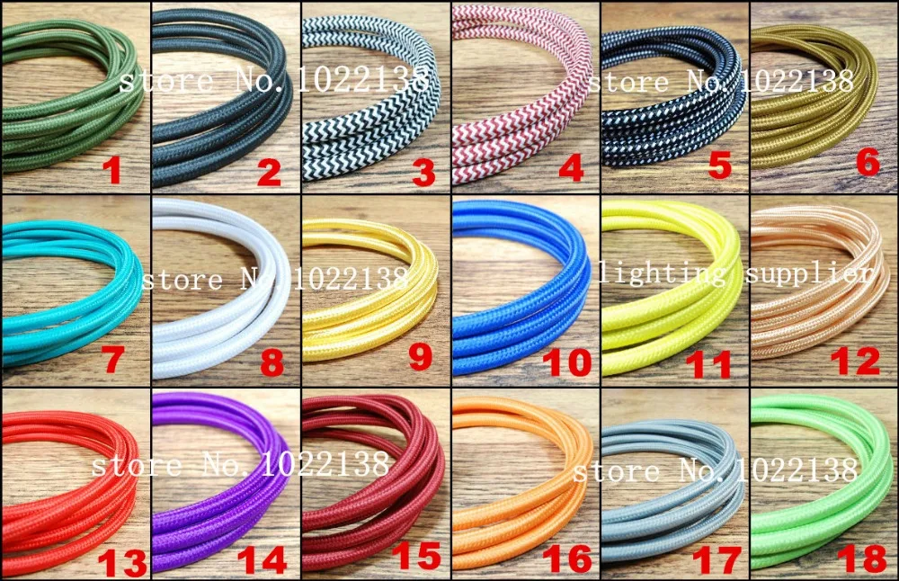 

100meter/roll 2* 0.75mm double core line retro twisted lamp cable white color P.V. knitted cloth braided electrical wire