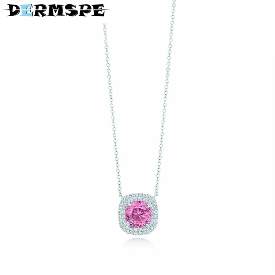 

DERMSPE TIFF 925 Sterling Silver Brand Authentic Zirconia Geometric Necklace Personality Ladies Zircon Necklaces