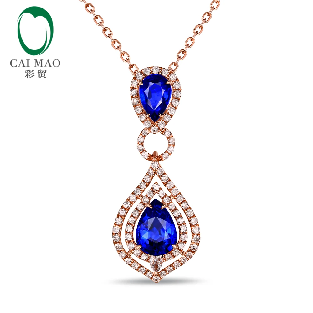 CaiMao 14KT/585 розовое золото 1.89ct сапфир 0.42ct алмаз Обручение украшение подвеска с