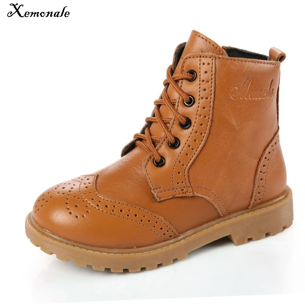 

Xemonale Boys Girls Toddler Genuine Leather Martin Boot Baby Girl Kid Boy Lace-Up Children 2018 Fashion Pu Leather Black Booties