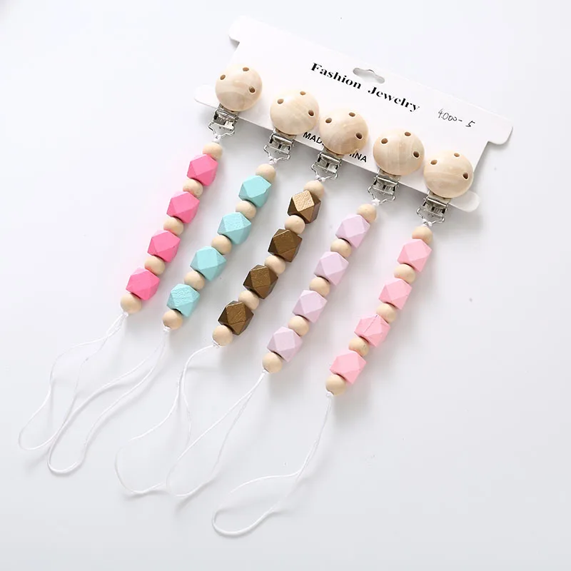 

New Wooden Beaded Shape Pacifier Decorative Clip Accessories DIY Crafts Baby Products Pacifier Buckle Care Tool Accessories