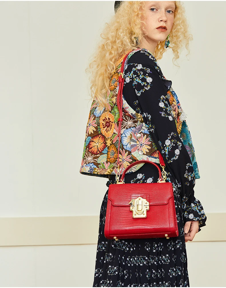 LA FESTIN Designer Serpentine Lock Handbag Split Leather Bag 2020 Fashion Women Bags Shoulder Luxury brands Bag bolsa