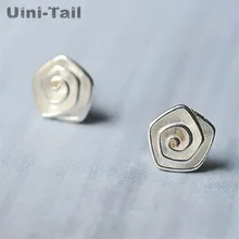 Uini-Tail, хит, новинка, 925 Стерлинговое Серебро, пятиугольная спираль, серьги в виде цветка,, модный тренд, индивидуальный дизайн, высокое качество, ювелирное изделие