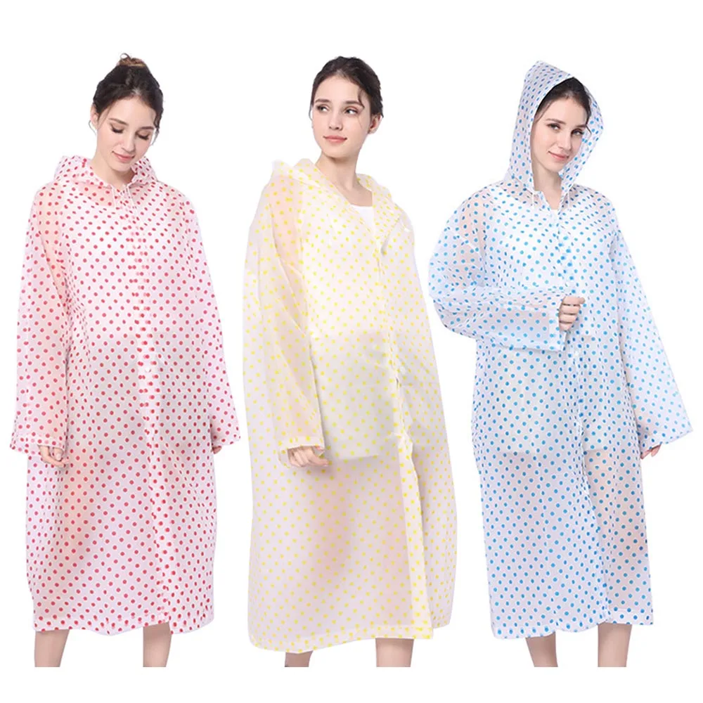Fashion Dot Adult Man Women Environment Raincoat Rainwear Waterproof Poncho Tour Transparent Girl Rain Coat Gear Set