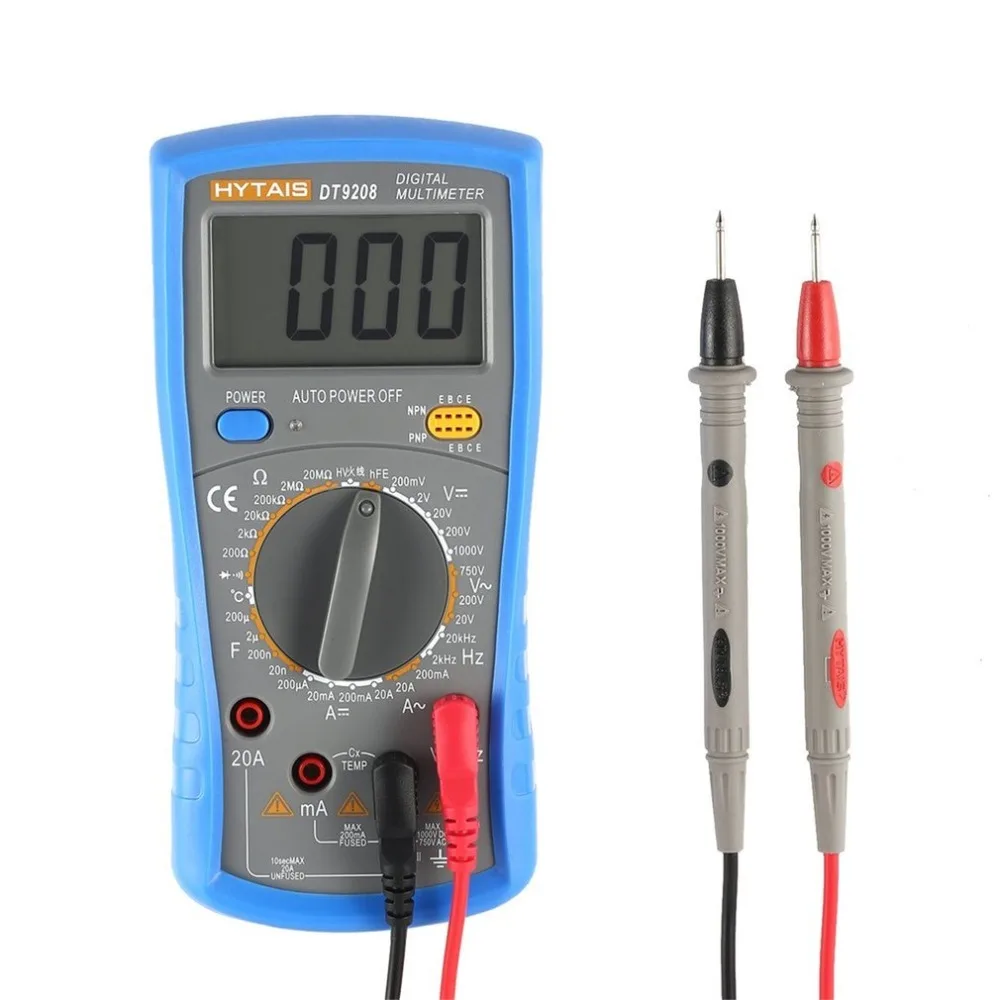 

HYTAIS DT9208 Digital Multimeter 1999 counts AC/DC Ammeter Voltmeter Ohm Portable Resistance Voltage Temperature Tester Meter